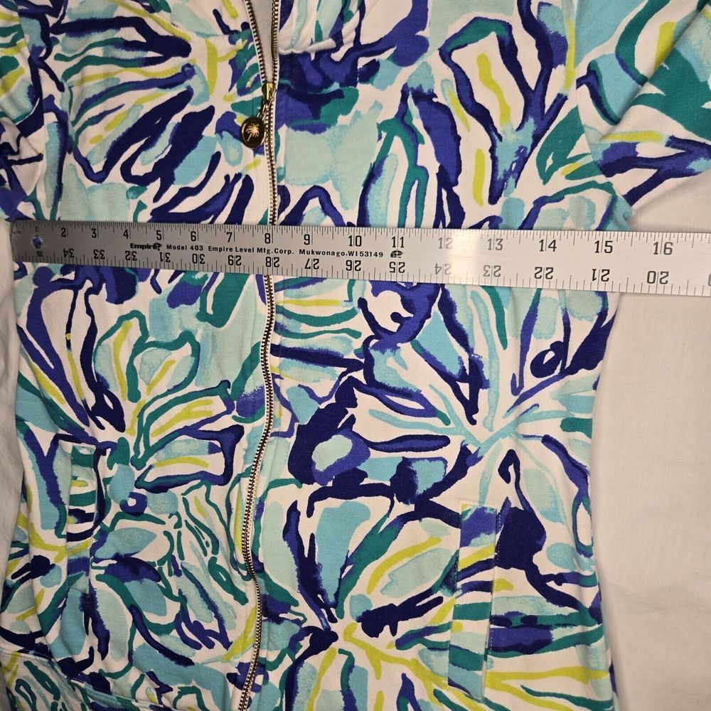 Lilly Pulitzer Jacket Blue Green Palm Leaves Full Zip Popover Jacket Size XXS - Picture 4 of 8